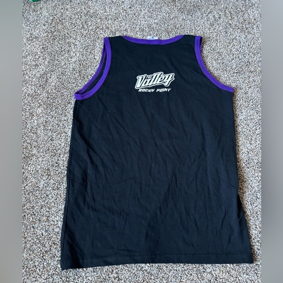 Black Graphic Tank Top rocky point Trim the valley men’s pre loved size small - Picture 4 of 4
